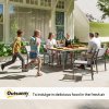 Outsunny Garden Table for 6, 150 cm Rectangular Outdoor Dining Table with 5 cm Umbrella Hole, Wood Effect Top, Rust Resistant Frame, for Patio, Balcony, Terrace, Natural Wood Finish