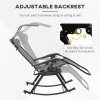 Outsunny Garden Rocking Chair Folding Recliner Outdoor Adjustable Sun Lounger Rocker Zero-Gravity Seat with Headrest Side Holder Patio Deck - Grey