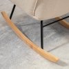 HOMCOM Wingback Rocking Chair with Wooden Base, Fleece Glider Rocker for Nursing, Modern Armchair - Beige