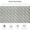 Outsunny Stackable Outdoor Chairs Set of 4, Rattan Garden Chairs with Armrests and Backrest for Deck, Mixed Grey