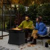 Outsunny Outdoor Rattan Gas Fire Pit Table, 50,000 BTU Square Garden Table with Fire Pit, Rain Cover, Wind Guard, Pulse-Ignition and Volcanic Rock, 72.5 x 72.5 x 67.5 cm, Black