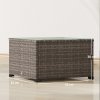 Outsunny Outdoor Coffee Table, PE Rattan Side Table with Tempered Glass Top, Wicker Square Garden Coffee Table End Table with Steel Frame for Patio, Balcony, 60 x 62 x 38cm, Dark Grey