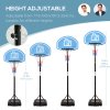 HOMCOM Basketball Hoop and Stand with PE Backboard and Weight Base Height Adjustable 1.6-2.1m Portable on Wheels, Blue