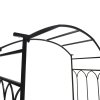 Outsunny Garden Metal Arch Bench Outdoor 2-Seater Chair, Patio Rose Trellis Arbour Pergola for Climbing Plant Vintage Classic Black 115L x 50W x 203H cm