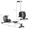 HOMCOM Folding Rowing Machine, 8-Level Magnetic Rower Machine with LCD Monitor, Wheels and Aluminium Railway, for Home Gym Cardio Training