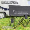 Outsunny 6 Seater Folding Bench, Outdoor Camping Chair Portable Sports Spectator Chair with Metal Frame, Cup Holder & Carry Bag, Charcoal Grey