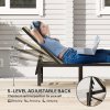 Outsunny Sun Lounger for Garden, 5-Level Adjustable Reclining Sun Lounger Chair, Flat Garden Lounger Sunbed with Texteline Seat, Steel Frame for Patio, Beach, Khaki