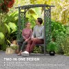 Outsunny Garden Bench, Arch Pergola with Natural Wooden Garden Arbour with Seat for Vines/Climbing Plants for Outdoor Space, Grey