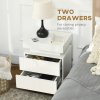 HOMCOM High Gloss Front Bedside Table, Nightstand with RGB LED Light and 2 Drawers, Chest of Drawers for Bedroom, Living Room, White
