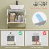 kleankin Modern Bathroom Sink Cabinet, Freestanding Under Sink Storage Cabinet, Space Saving Wooden Basin Cupboard with 2 Doors and Gold Steel Legs, 60 x 30 x 65 cm, White