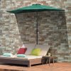 Outsunny 2.7m Garden Half Parasol, Outdoor Balcony Umbrella with 5 Steel Ribs, Patio Sun Shade, Green