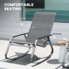 Outsunny Garden Rocking Chair, Ergonomic Outdoor Rocking Chair with Armrests, High Backrest, Steel Frame Relaxing Rocker Armchair Seat for Patio, Balcony, Porch, Grey