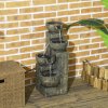 Outsunny Outdoor Garden Water Feature with 4-Tier Stacked Stone Look Bowls, Patio Cascading Waterfall Fountain, Adjustable Flow, Rustic Decor, Black and Yellow