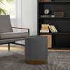 HOMCOM Modern Round Footstool, Corduroy Fabric Upholstered Foot Stool with Padded Seat for Living Room, Entryway