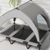 PawHut Cooling Raised Dog Bed, Elevated Pet Bed with Breathable Mesh, UV Protection Canopy, Foot Pads, for Indoor Outdoor, Large Dogs, 106 x 76 x 94cm - Light Grey