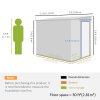 Outsunny 7 x 5ft Galvanised Metal Garden Shed with Foundation, Lean to Shed, Tool Storage House with Sliding Doors, 2 Vents, Adjustable Shelves and Hooks, Green