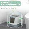 PawHut Cat Litter Box with Lid, Hooded Cat Litter Tray with Scoop, Deodorisation Bags, Top Entry, Cat Toilet with Drawer Pan, Grey