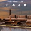 Outsunny Reversible Outdoor Rug with LED String Lights, Waterproof Plastic Straw Mat with Carry Bag for Garden, Deck, RV, Picnic, Beach, Camping, 182 x 274cm, Black and Coffee