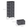 HOMCOM Fabric Chest of Drawers, Storage Drawers, Industrial Bedroom Dresser with 5 Fabric Drawers, Steel Frame and Wooden Top for Nursery, Living Room, Hallway, Dark Grey