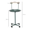 PawHut Bird Perch Stand, T-Stand Bird Training with Perch, Four Wheels, Feeding Bowls, Parrot Stand for Small, Medium Birds, Green
