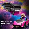 AIYAPLAY 12V Lamborghini Autentica Licensed Kids Electric Car with Butterfly Doors, Ride on Car with Remote Control, 4 Suspension Wheels, Soft Start, LED Lights, Music, Horn, Pink