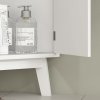 HOMCOM Tall Bathroom Storage Cabinet, Slim Bathroom Storage Unit with Doors and Adjustable Shelves, Freestanding Bathroom Cabinet with Curved Profile Design, White