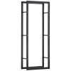 HOMCOM Metal Firewood Log Holder Tall Firewood Rack Indoor Outdoor Fireplace Wood Storage Shelf with Side Rails, Rust-Resistant, Black, 60W x 25D x 150H cm