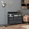HOMCOM Bedroom Chest of Drawers, Fabric Dresser with 5 Drawers, Storage Organiser Unit with Open Shelves and Metal Frame for Living Room, Entryway