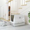 PawHut Stainless Steel Cat Litter Tray, Extra Large Enclosed Litter Box for Large Cats with Scoop, Flip Top, Easy Cleaning, Light Grey