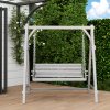 Outsunny 2 Seater Garden Swing Seat, Wooden Swing Chair Bench with Cup Holders for Outdoor Porch Patio, Grey