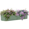 Outsunny Galvanised Raised Beds for Garden, Metal Elevated Planter Box with Safety Edging, Easy DIY for Growing Flowers, Herbs, Succulents, 150 x 62 x 30cm, Green