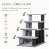 PawHut Pet Stairs, Cat Tree Climb Ladder with 4-step Stair, Scratching Posts, Platforms, Toy Ball, for Indoor Cats, Grey
