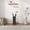 HOMCOM Metal Umbrella Stand, Square Umbrella Holder with 4 Hooks and Removable Drip Tray, Decorative Umbrella Storage Rack for Entryway, Hallway, 15.5 x 15.5 x 41 cm, Black