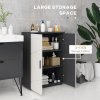 kleankin Small Bathroom Cabinet, Bathroom Storage Cabinet with 2-Doors Cupboard, 2 Adjustable Shelves and Soft Close Mechanism, Grey