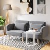 HOMCOM C Shape End Table w/Metal Frame Sofa Side Table Narrow Snack Coffee Table for Living Room