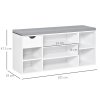 HOMCOM Shoe Bench with Seat Cushion Shoe Storage Cabinet with 7 Compartments Drawer Adjustable Shelves for Entryway Hallway Living Room