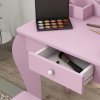 ZONEKIZ Kids Dressing Table, Kids Vanity Table, Girls Dressing Table with Mirror, Stool, Drawer, Storage Boxes, Cat Design, for Ages 3-6 Years - Pink