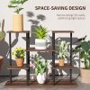 Outsunny 4 Tiered Plant Stand, Metal Planter Shelf Display Rack for Multiple Plants, Flower Pot Holder for Living Room, Patio, Balcony, Garden, Carbonised Finish