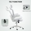 Vinsetto High Back Office Chair, Mesh Computer Desk Chair with Rotatable Headrest, 4D Lumbar Support, Flip-up Arm, Adjustable Height, White