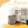 PawHut Freestanding Pet Gate, 8 Panels Dog Playpen, Foldable Dog Barrier with 2 Pcs Support Feet, for House, Doorway, Stairs, Small and Medium Dogs - Natural Wood
