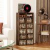 HOMCOM 204 CD Media Display Shelf Unit Set of 2 Blu-Ray Tower Rack w/ Adjustable Shelves Bookcase Storage Organiser, Rustic Brown