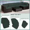Outsunny Replacement Cushion Covers for Garden Sofa Set, Garden Rattan Sofa Cushion Polyester Cover Replacement Outdoor - No Cushion Included, Grey