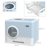PawHut Cat Litter Tray with Hood Cat Litter Box with Front Entry, Top Exit, Drawer, Tray, Scoop, 38.5H x 52L x 41Wcm - Blue