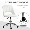 Vinsetto Mid Back Office Chair, Velvet Fabric Swivel Scallop Shape Computer Desk Chair for Home Study Bedroom, Cream White