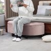 HOMCOM Semi-Circle Ottoman Storage Bench, Bed End Bench, Tufted Upholstered Window Seat Footrest Stool with Rubberwood Legs for Bedroom & Entryway, 120 x 46 x 42 cm