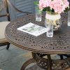 Outsunny 4 Seater Outdoor Dining Set Antique Cast Aluminium Garden Furniture Set with Cushions Round Dining Table with Parasol Hole, Bronze