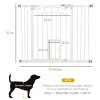 PawHut Dog Stair Gate Pet Barrier with Small Cat Door, Pressure Fit Safety Gate  with Auto Closing System, Double Locking, for Hallways, 74-100 cm Openings - White