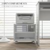 HOMCOM 2-Tier Printer Stand with Storage, Under Desk Printer Cart on Wheels with 3 Compartments, Desktop Printer Table for Home Office, White