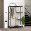 HOMCOM Coat Rack with Shoe Storage, 170cm Free Standing Hall Tree with Hanging Rail and Storage Shelves, 2-In-1 Coat Stand for Hallway, Entryway, Bedroom, Black