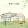 PawHut Rabbit Run Playpen, Guinea Pig Cage with Pitched Roof, Sun Protection Cover, 220 x 103 x 103 cm, Metal Enclosure for Small Animals, Chickens, Ferrets, Beige